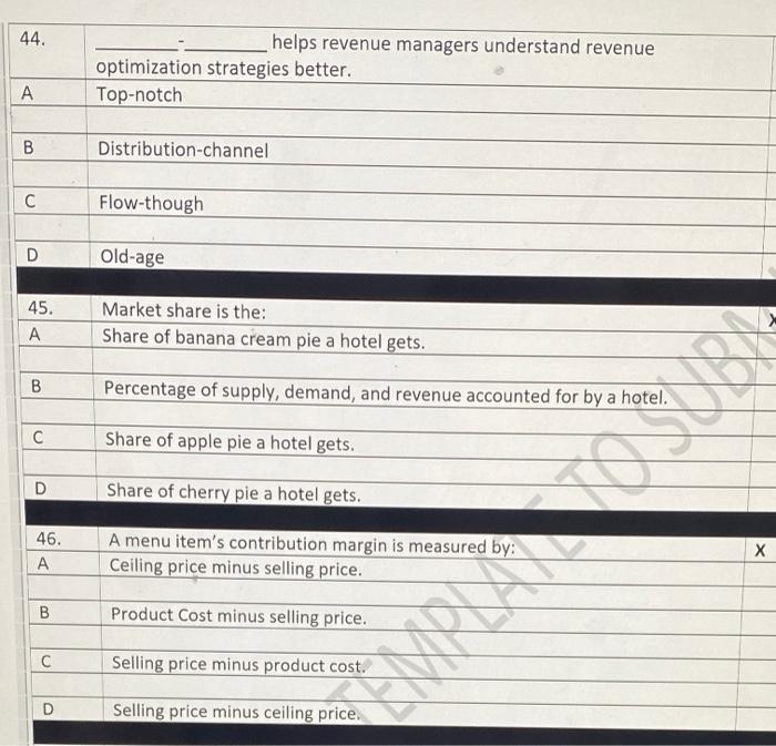 44. helps revenue managers understand revenue