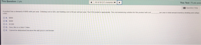 This Question: 2 pts 50 .complete This Test: 75