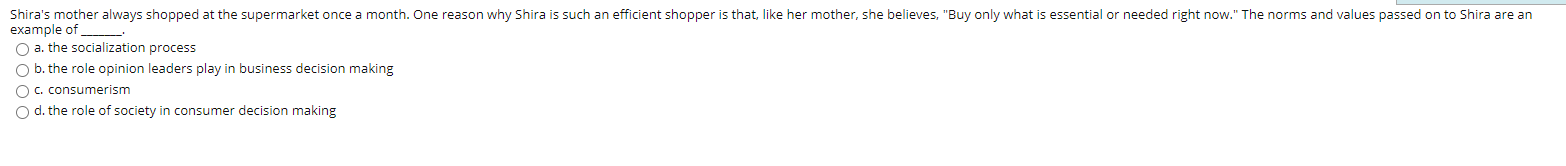 Shira's mother always shopped at the supermarket