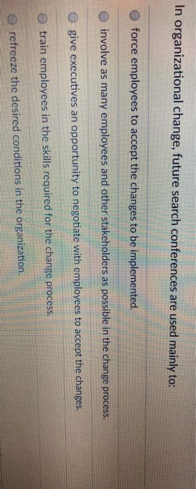 In organizational change, future search