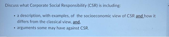 Discuss what Corporate Social Responsibility