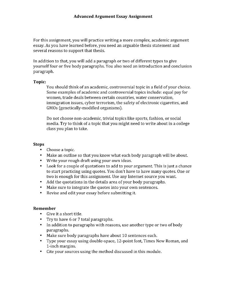 Do not copy, use your ideas. Advanced Argument