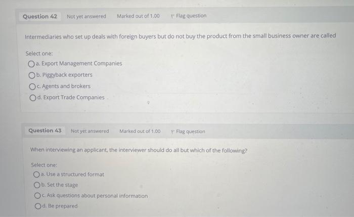 Question 42 Not yet answered Marked out of 1.00