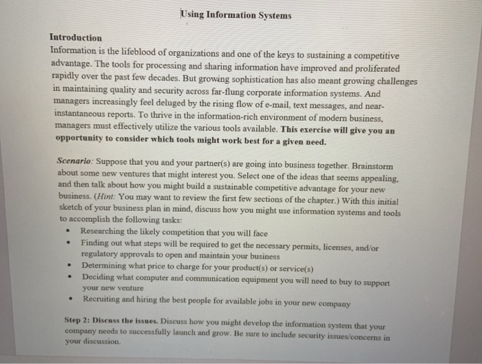 Using Information Systems Introduction