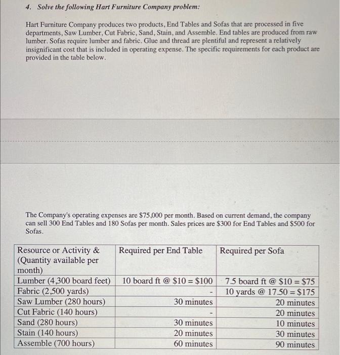 please solve steps a-f 4. Solve the following