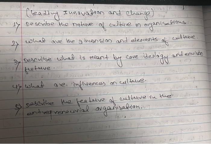 (leading Innovation and Change) and of Describe