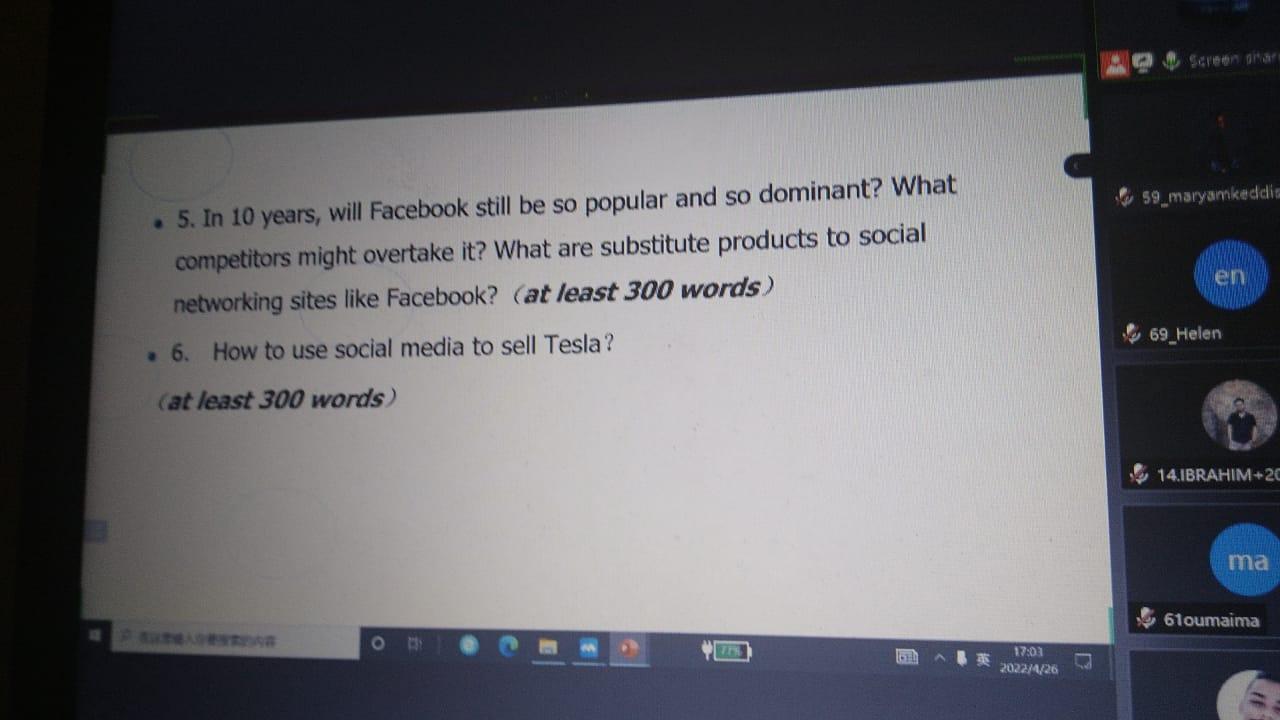 4. Suppose you have a successful business with a