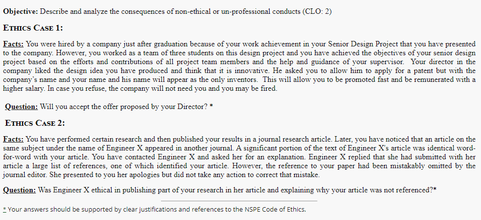 Objective: Describe and analyze the consequences