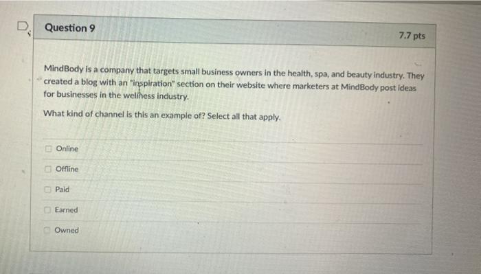 Question 8 7.7 pts In a famous 2017 marketing