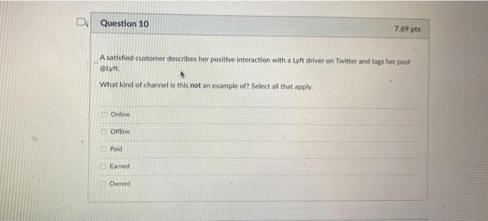 Question 8 7.7 pts In a famous 2017 marketing