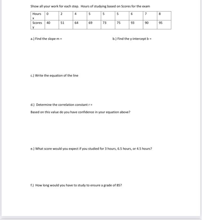 please help me with g-j :) and show all work ,