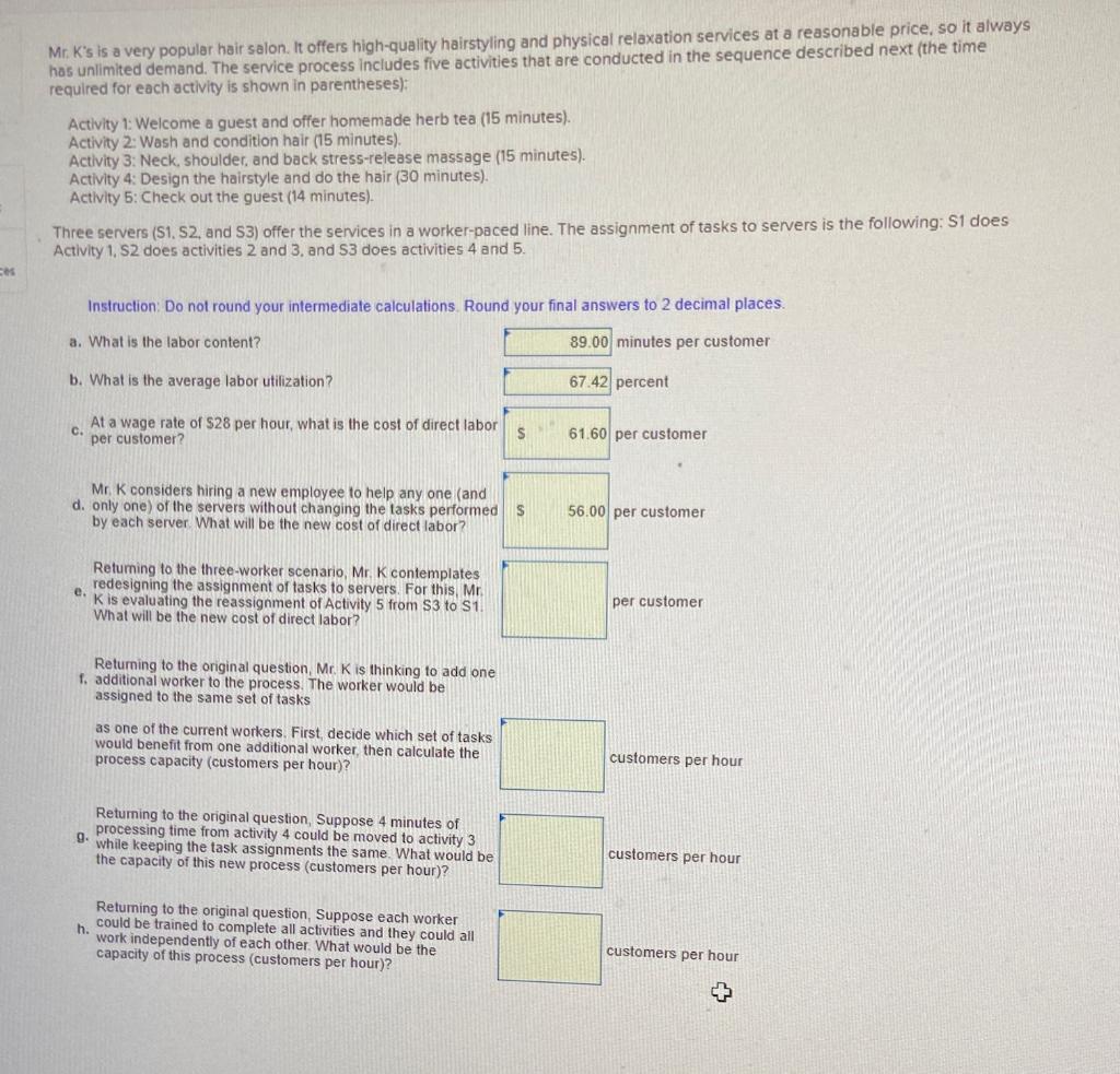 Need parts e, f, g, h answered please Mr. K's is