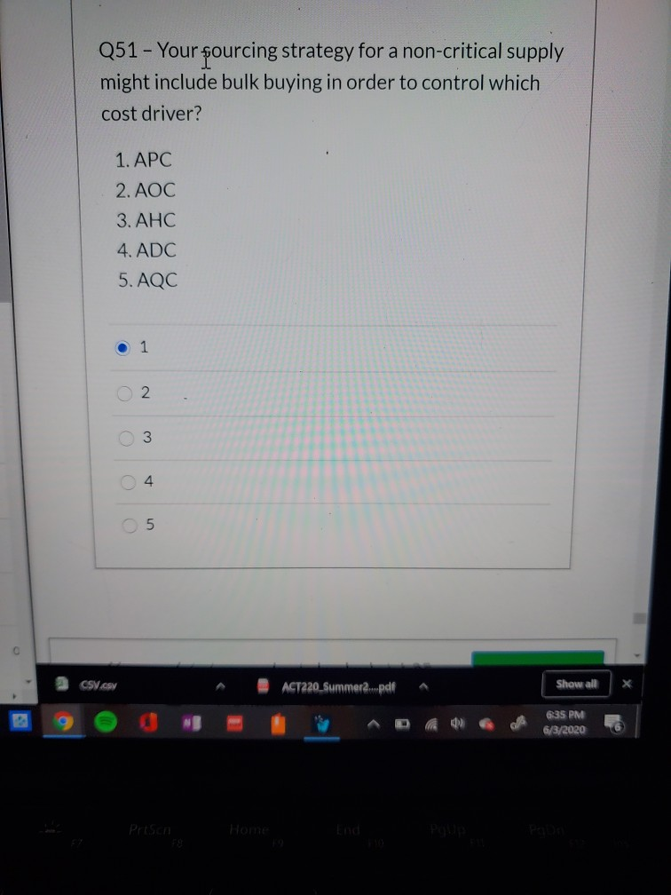 Q51 - Your fourcing strategy for a non-critical