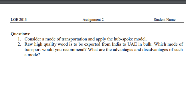 LGE 2013 Assignment 2 Student Name Questions: 1.