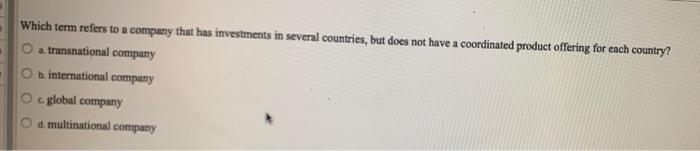 Which term refers to a company that has