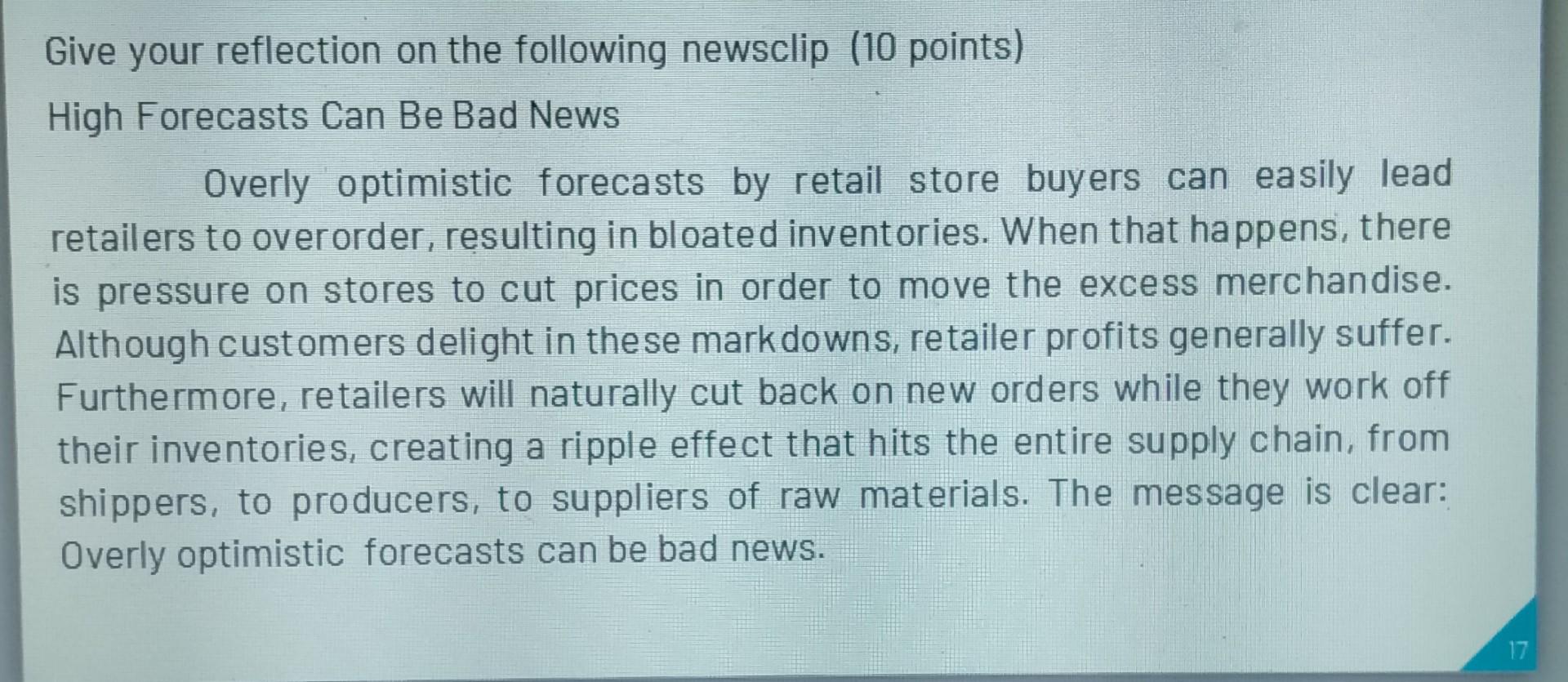 Give your reflection on the following newsclip