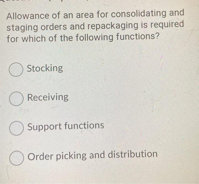 Allowance of an area for consolidating and