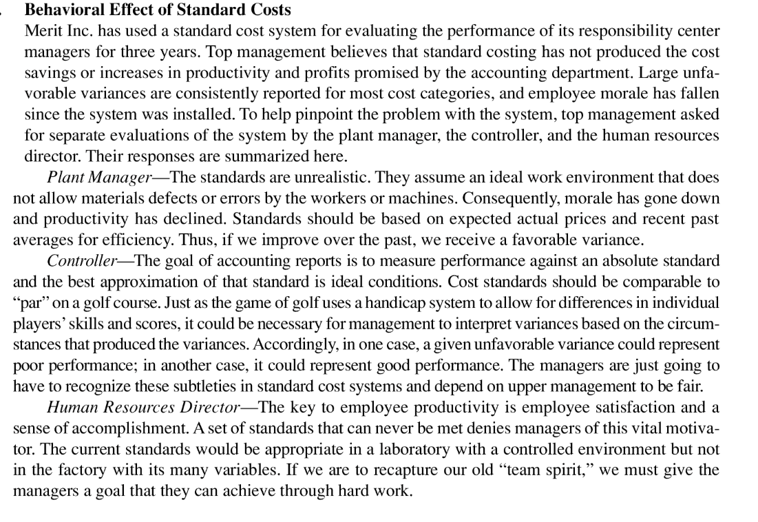 Required: Discuss the behavioral issues involved