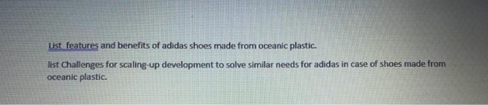 List features and benefits of adidas shoes made