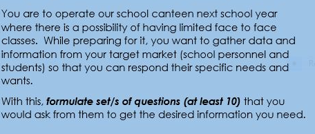 You are to operate our school canteen next school