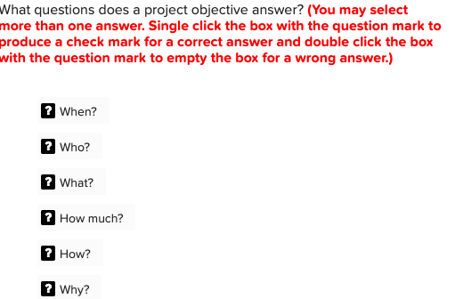 What questions does a project objective answer?