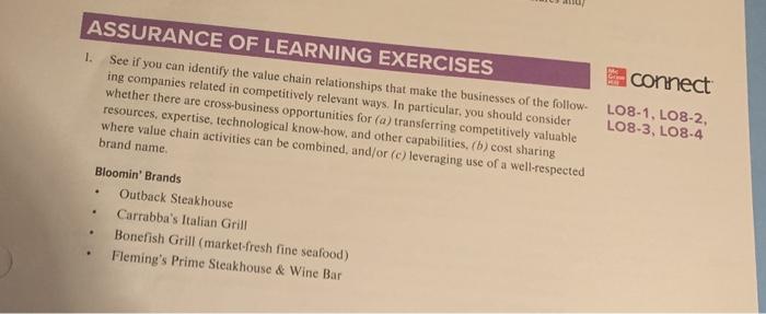 ASSURANCE OF LEARNING EXERCISES 1. See if you can