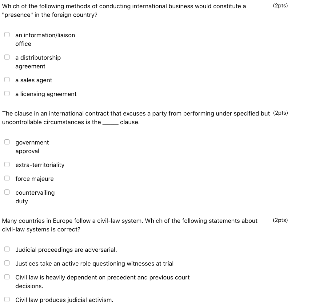 (2pts) Which of the following methods of