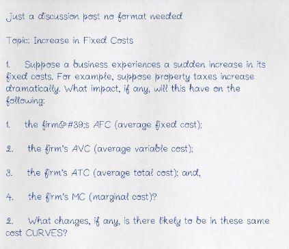 Just a discussion best no format needed Topic: