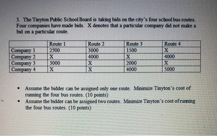 3. The Tinyton Public School Board is taking bids