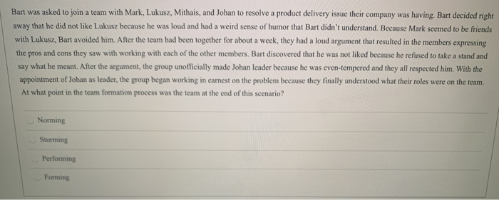 Bart was asked to join a team with Mark, Lukusz,