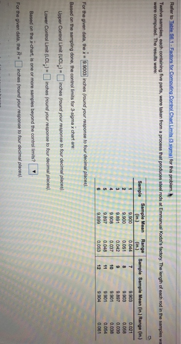 Refer to Table 56.1 - Factors for Computing