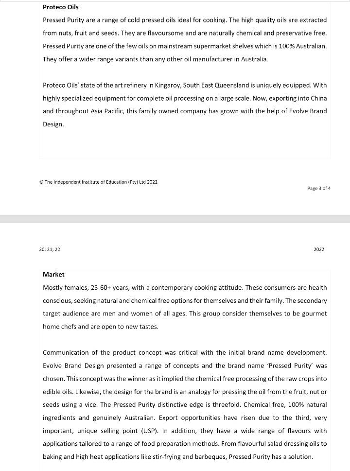 Read the following case study and then answer the