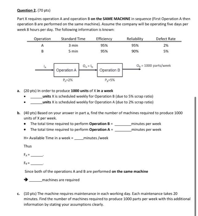 Question 2. (70 pts) Part X requires operation A