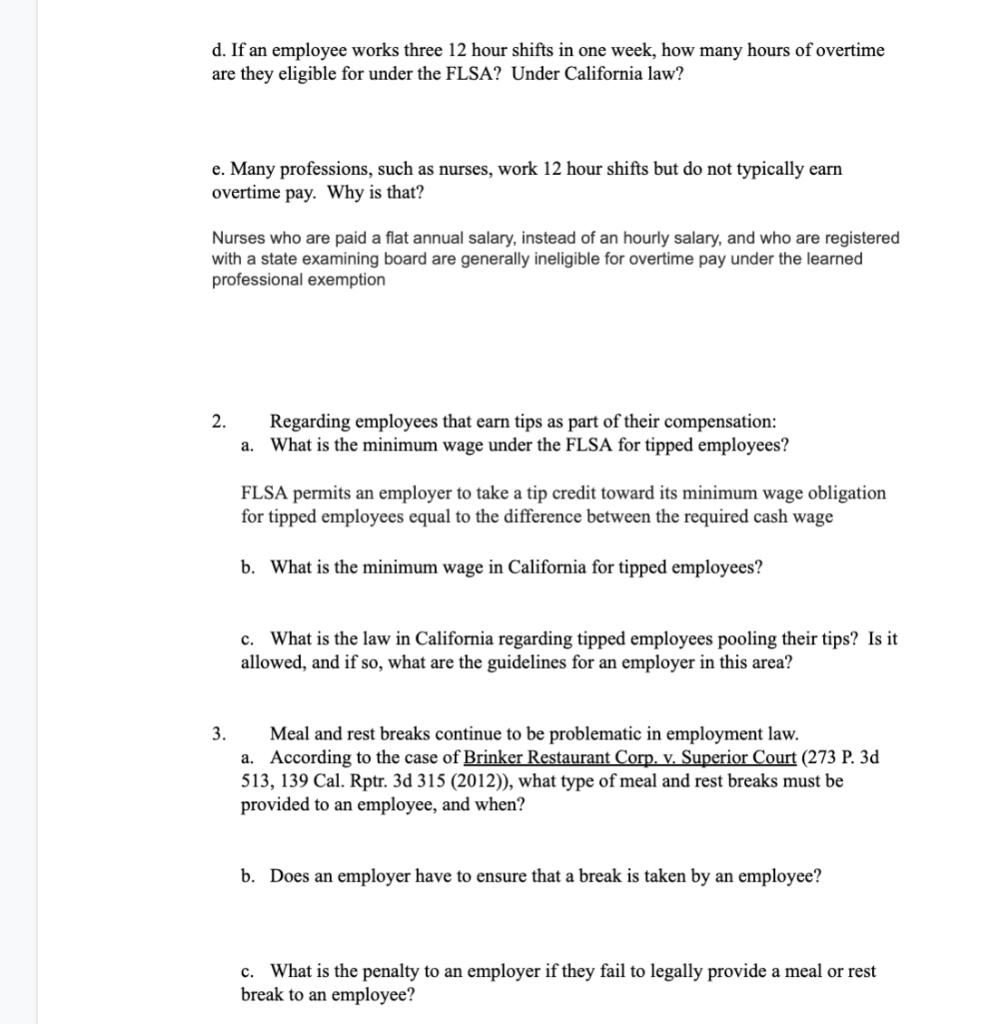 please answer all you can without the cases d. If