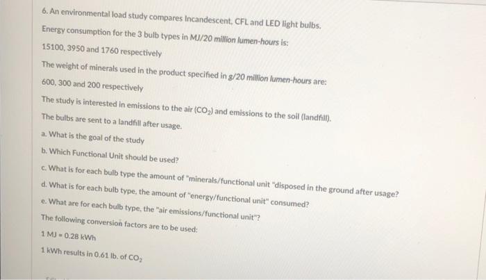 6. An environmental load study compares
