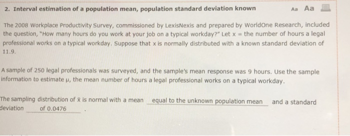 2. Interval estimation of a population mean,