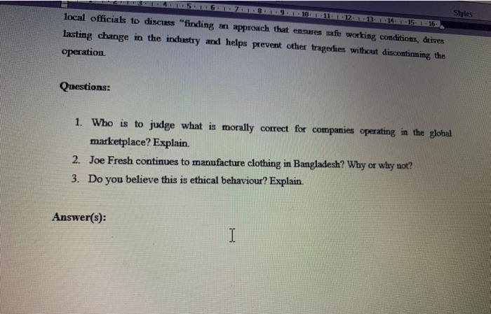 Part Two (Total: 11 Marks) Case study: Joe Fresh