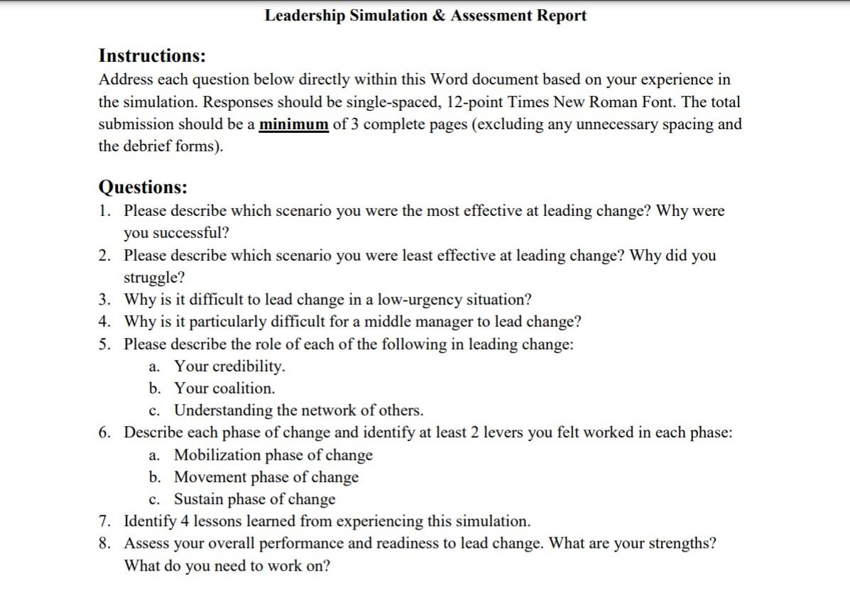 Leadership Simulation & Assessment Report