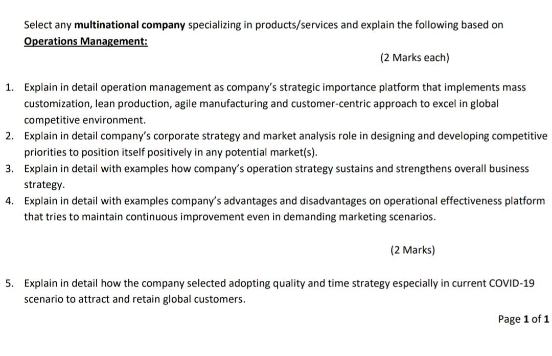 Please take Adidas as multinational company and