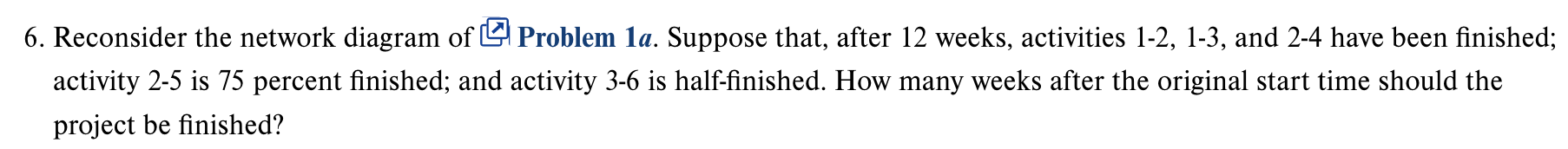 6. Reconsider the network diagram of Mroblem 1a.
