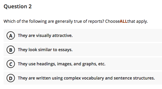 Question 2 Which of the following are generally