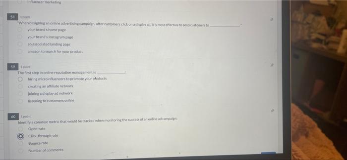 c Influencer marketing 58 1 point "When designing
