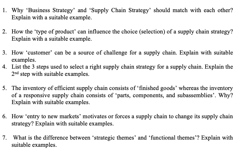 1. Why Business Strategy' and 'Supply Chain