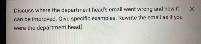 Discuss where the department head's email went