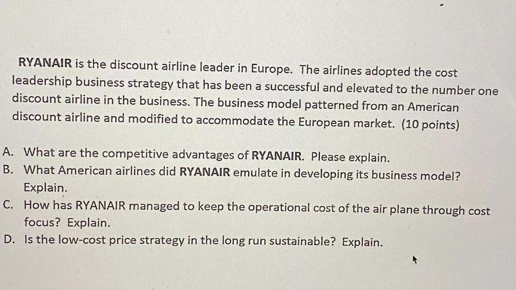RYANAIR is the discount airline leader in Europe.