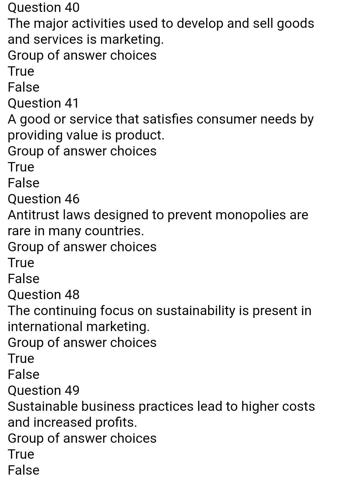 Question 40 The major activities used to develop