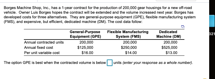 Borges Machine Shop, Inc., has a 1-year contract