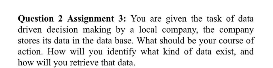 Data analytics Question Question 2 Assignment 3: