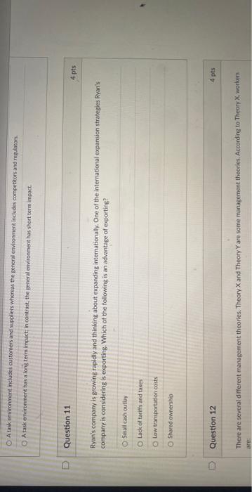 A task environment includes customers and