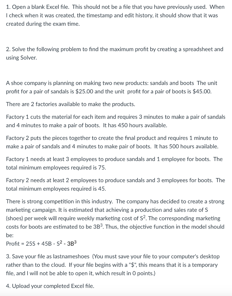 SOS PLEASE HELP ASAP 1. Open a blank Excel file.